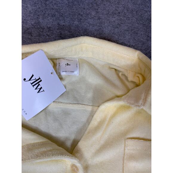 YLLW The Label Button Up Shirt Womens XL Yellow Crush It Today Short Sleeve NWT - Picture 3 of 9